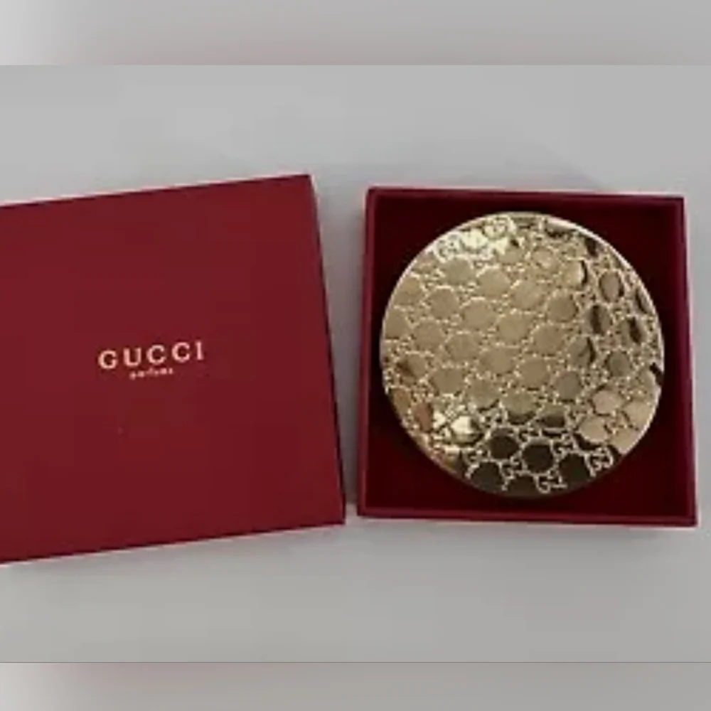 Gucci Gold Metallic Leather Compact NEW